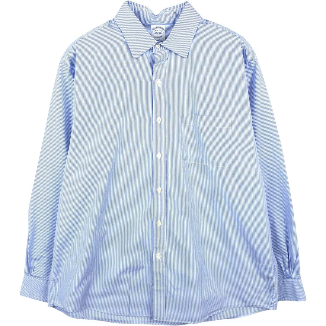 Brooks Brothers Est.1818 Regular Long-Sleeve Cotton Stripe Shirt (Men's Size L) Supima Cotton blue type Vintage Second Hand