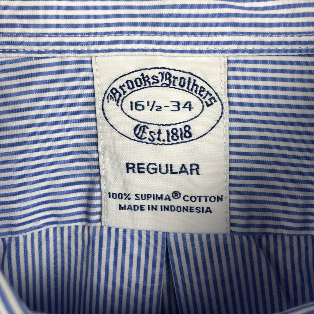 Brooks Brothers Est.1818 Regular Long-Sleeve Cotton Stripe Shirt (Men's Size L) Supima Cotton blue type Vintage Second Hand