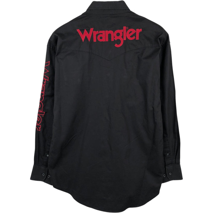Wrangler long-sleeved button-down shirt, men's size M (approx.) cotton black type Vintage Second Hand
