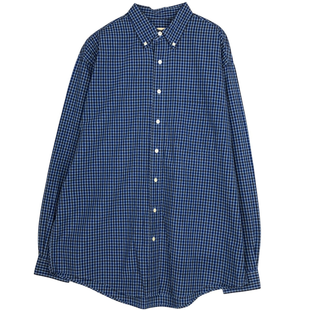 Eddie Bauer Long Sleeve Button-Down Check Shirt, Men's Size L cotton blue type Vintage Second Hand