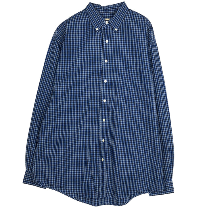 Eddie Bauer Long Sleeve Button-Down Check Shirt, Men's Size L cotton blue type Vintage Second Hand