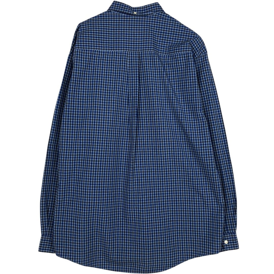 Eddie Bauer Long Sleeve Button-Down Check Shirt, Men's Size L cotton blue type Vintage Second Hand
