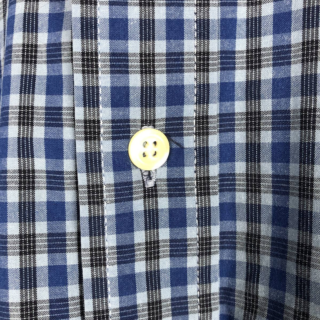 Eddie Bauer Long Sleeve Button-Down Check Shirt, Men's Size L cotton blue type Vintage Second Hand