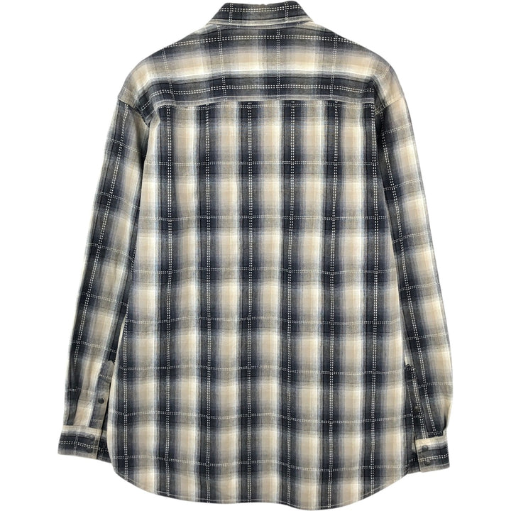 Wrangler Jeans Long-Sleeve Cotton Check Shirt, Men's Size L (approx.) cotton Charcoal Vintage Second Hand