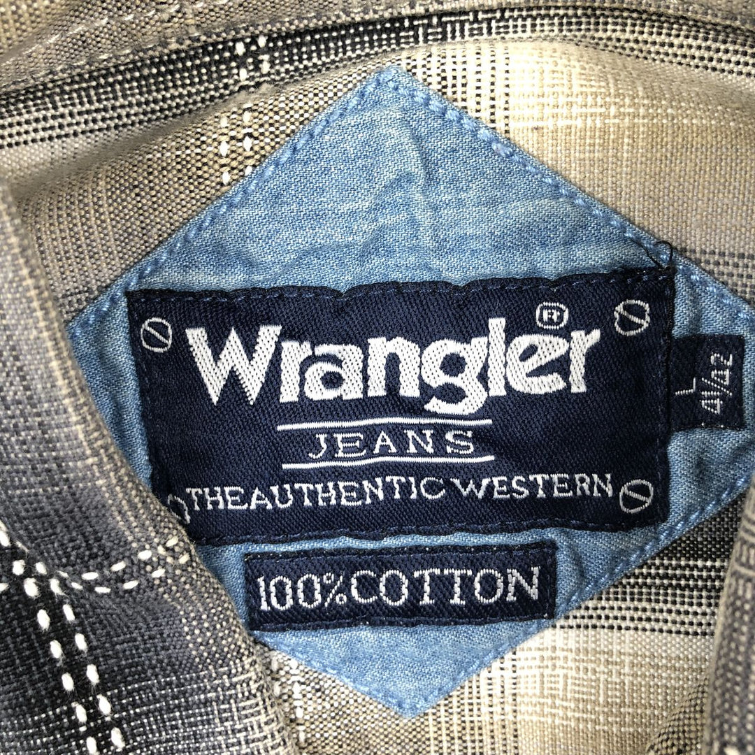 Wrangler Jeans Long-Sleeve Cotton Check Shirt, Men's Size L (approx.) cotton Charcoal Vintage Second Hand