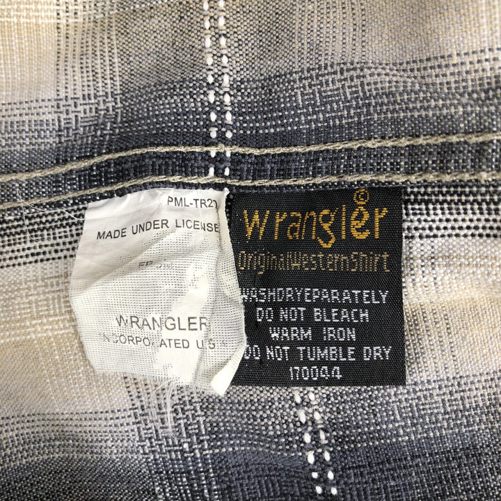 Wrangler Jeans Long-Sleeve Cotton Check Shirt, Men's Size L (approx.) cotton Charcoal Vintage Second Hand