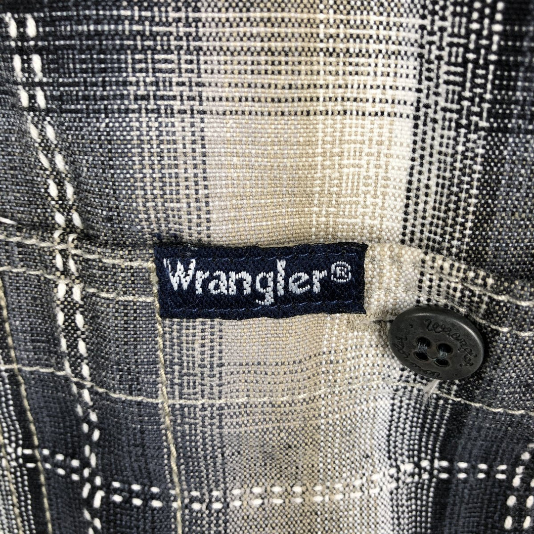 Wrangler Jeans Long-Sleeve Cotton Check Shirt, Men's Size L (approx.) cotton Charcoal Vintage Second Hand
