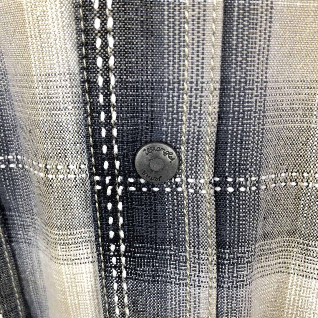 Wrangler Jeans Long-Sleeve Cotton Check Shirt, Men's Size L (approx.) cotton Charcoal Vintage Second Hand