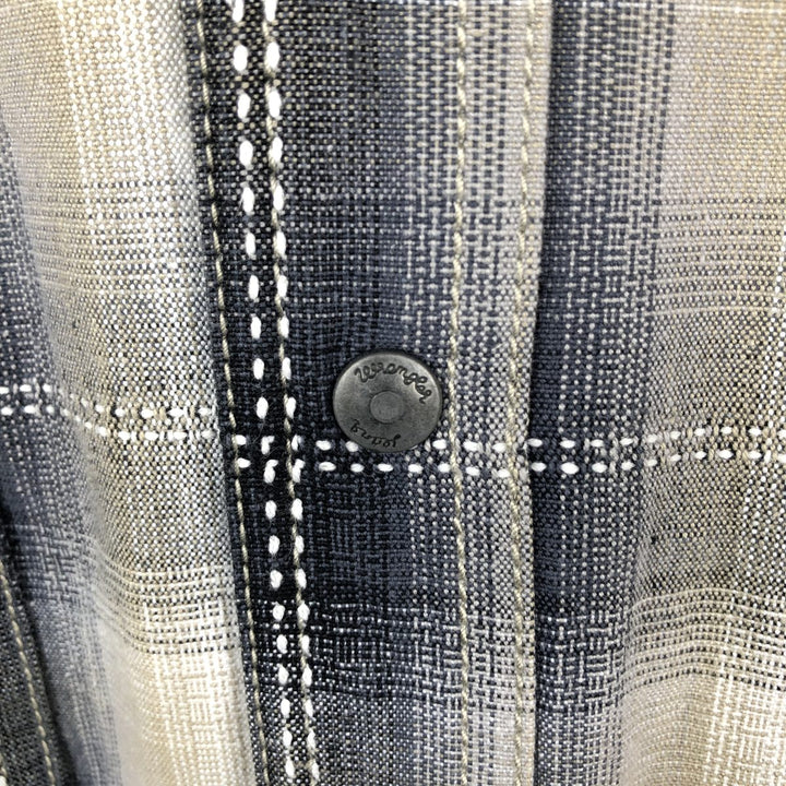 Wrangler Jeans Long-Sleeve Cotton Check Shirt, Men's Size L (approx.) cotton Charcoal Vintage Second Hand