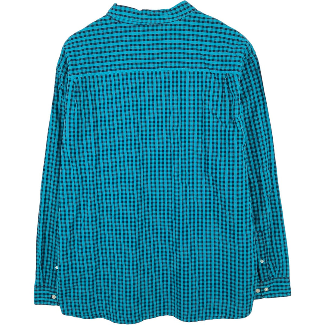 90s-00'S L.L.Bean Traditional Fit Buffalo Check Long Sleeve Button-Down Check Shirt, Men's XL (approx.) cotton Blue type light blue Vintage Second Hand