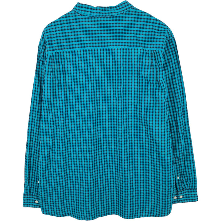 90s-00'S L.L.Bean Traditional Fit Buffalo Check Long Sleeve Button-Down Check Shirt, Men's XL (approx.) cotton Blue type light blue Vintage Second Hand