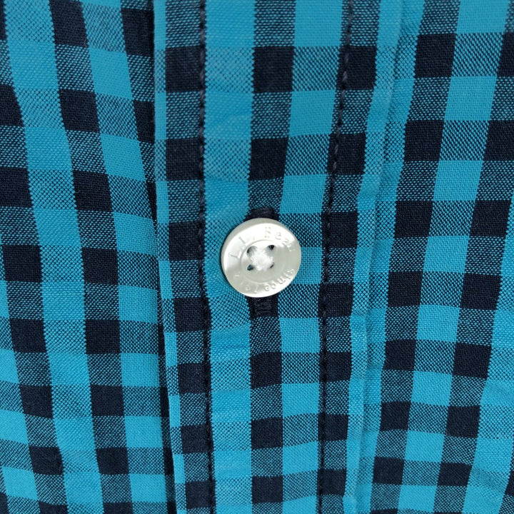 90s-00'S L.L.Bean Traditional Fit Buffalo Check Long Sleeve Button-Down Check Shirt, Men's XL (approx.) cotton Blue type light blue Vintage Second Hand