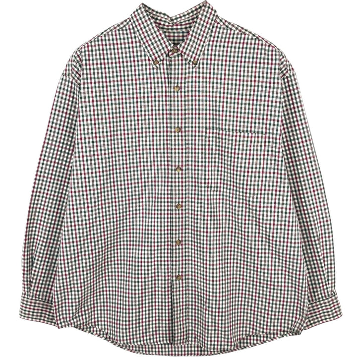 Eddie Bauer short sleeve button down check shirt, men's size L cotton white type Vintage Second Hand