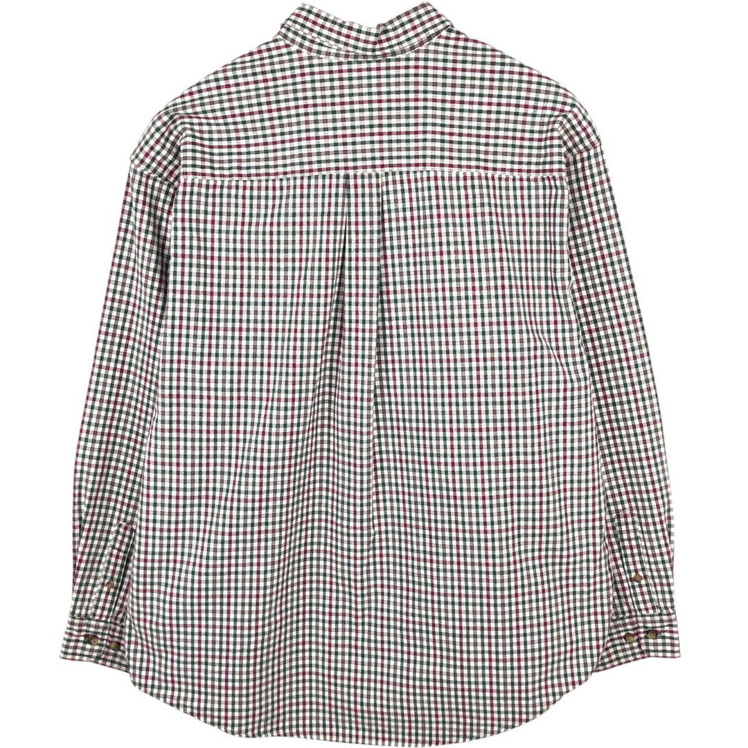 Eddie Bauer short sleeve button down check shirt, men's size L cotton white type Vintage Second Hand