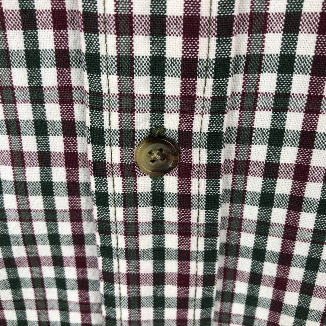 Eddie Bauer short sleeve button down check shirt, men's size L cotton white type Vintage Second Hand