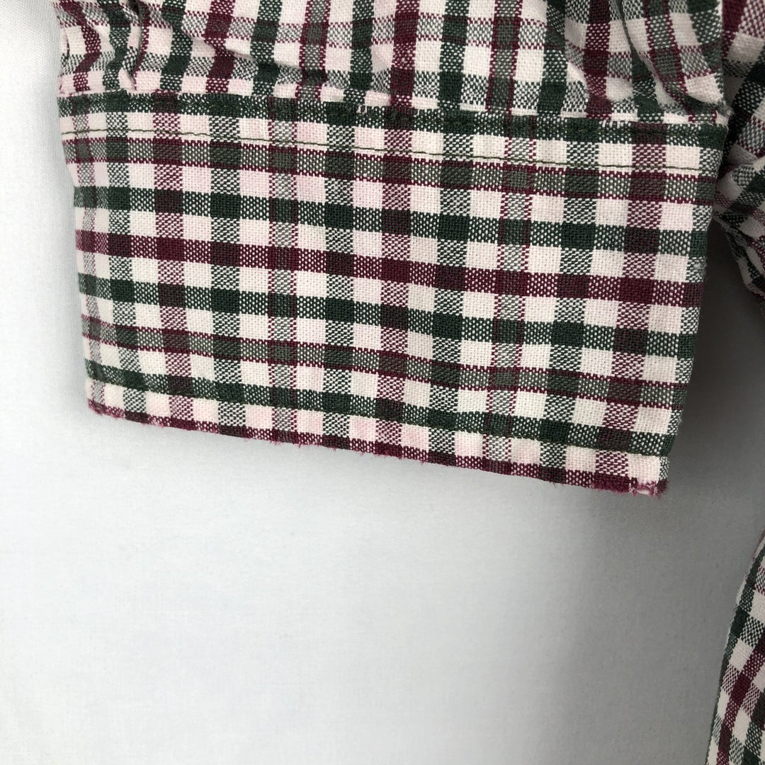 Eddie Bauer short sleeve button down check shirt, men's size L cotton white type Vintage Second Hand