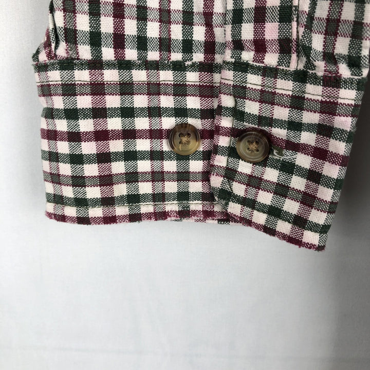 Eddie Bauer short sleeve button down check shirt, men's size L cotton white type Vintage Second Hand