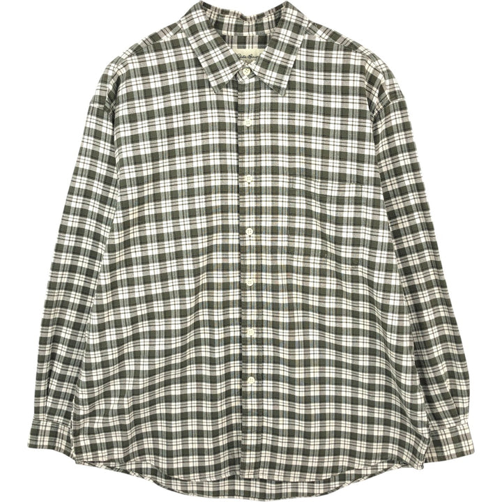 Eddie Bauer Long Sleeve Cotton Check Shirt, Men's XL cotton Khaki type Vintage Second Hand