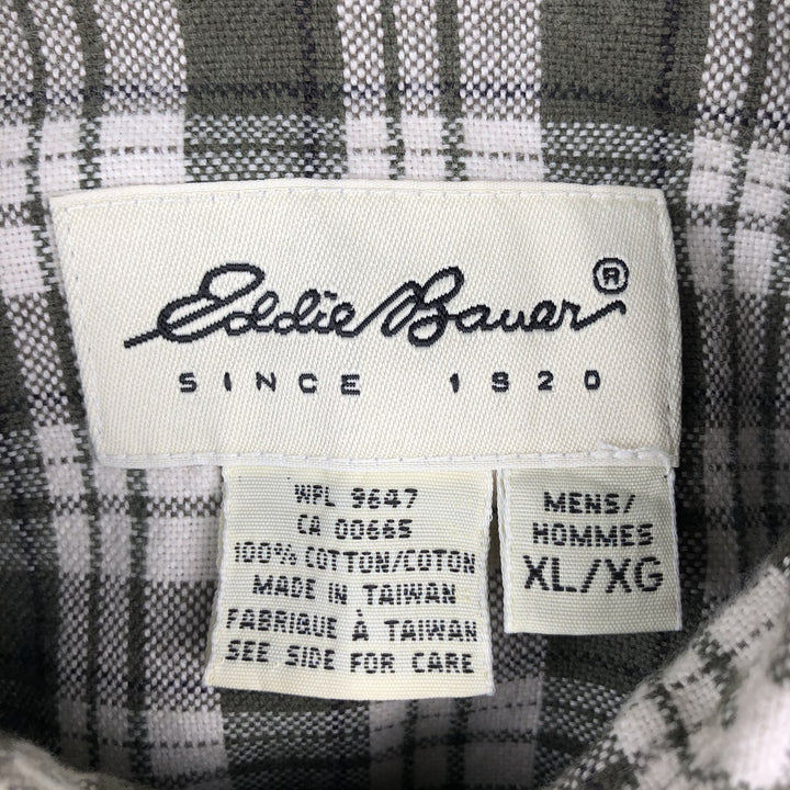 Eddie Bauer Long Sleeve Cotton Check Shirt, Men's XL cotton Khaki type Vintage Second Hand