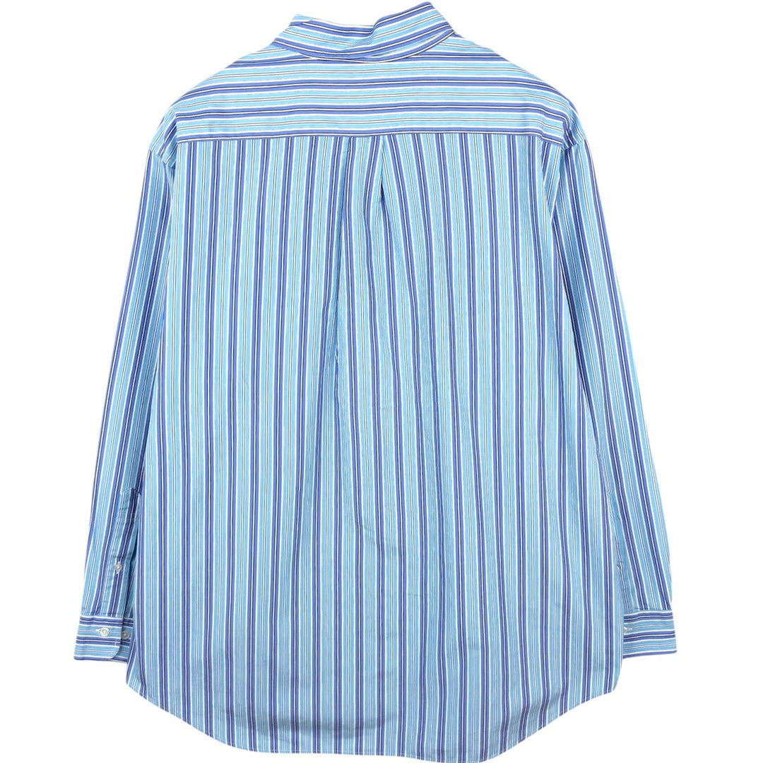 Brooks Brothers Thomas Mason Multi-Stripe Long-Sleeve Button-Down Stripe Shirt, Made in USA, Men's Size XL (approx.) cotton blue type Vintage Second Hand