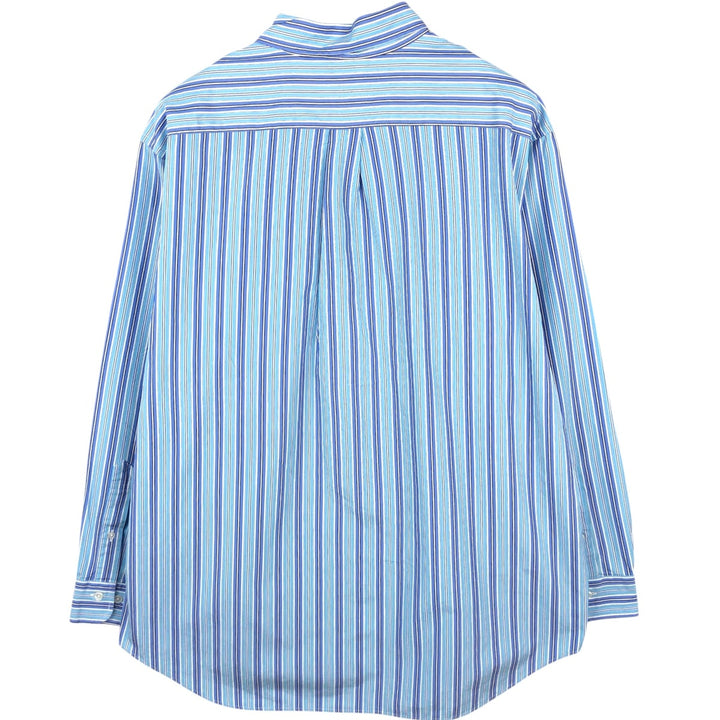 Brooks Brothers Thomas Mason Multi-Stripe Long-Sleeve Button-Down Stripe Shirt, Made in USA, Men's Size XL (approx.) cotton blue type Vintage Second Hand