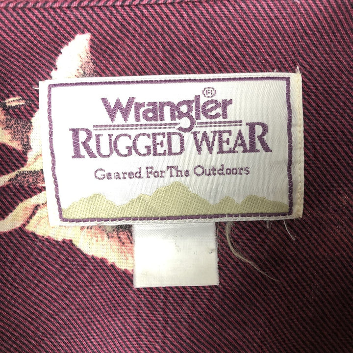 Wrangler RUGGED WEAR all-over print long-sleeve button-down shirt, men's size XL. unclear Red type red-purple Vintage Second Hand