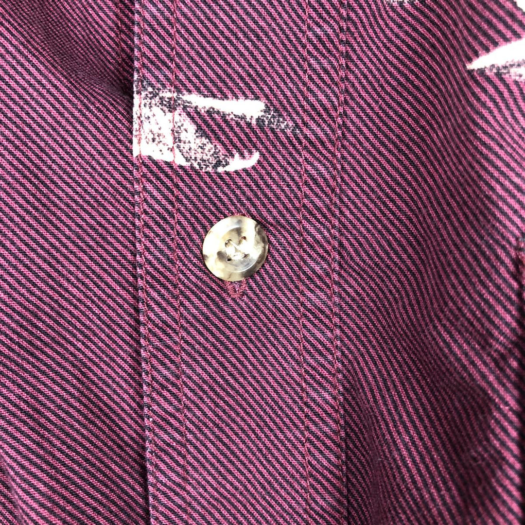 Wrangler RUGGED WEAR all-over print long-sleeve button-down shirt, men's size XL. unclear Red type red-purple Vintage Second Hand