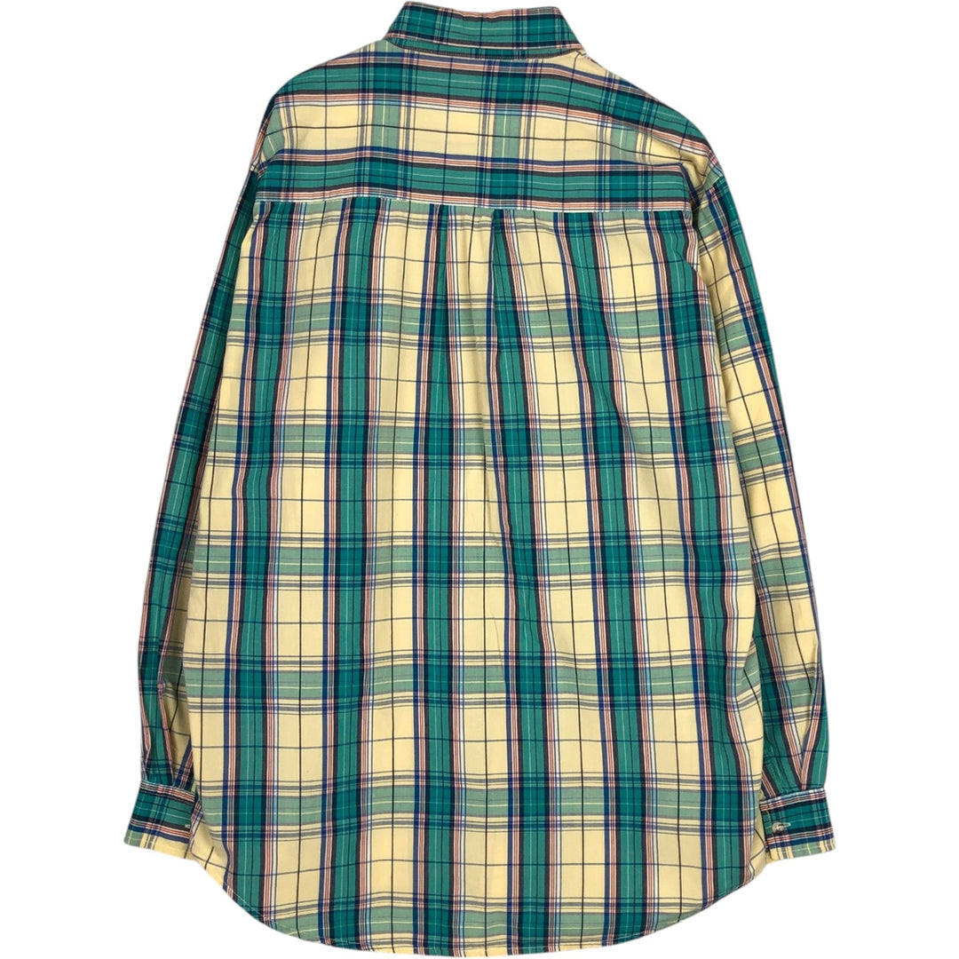 80s-90'S Eddie Bauer Long-Sleeve Button-Down Check Shirt, Men's Size L (Equivalent), Vintage cotton Emerald green Vintage Second Hand