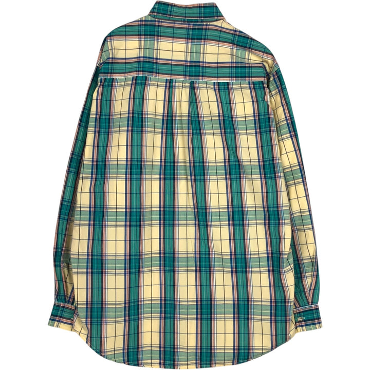 80s-90'S Eddie Bauer Long-Sleeve Button-Down Check Shirt, Men's Size L (Equivalent), Vintage cotton Emerald green Vintage Second Hand