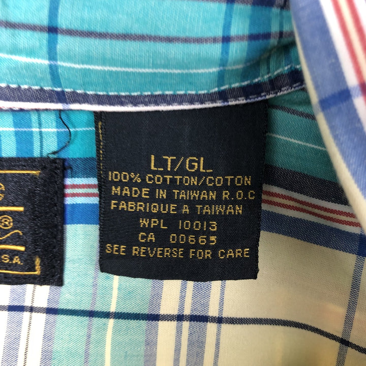 80s-90'S Eddie Bauer Long-Sleeve Button-Down Check Shirt, Men's Size L (Equivalent), Vintage cotton Emerald green Vintage Second Hand