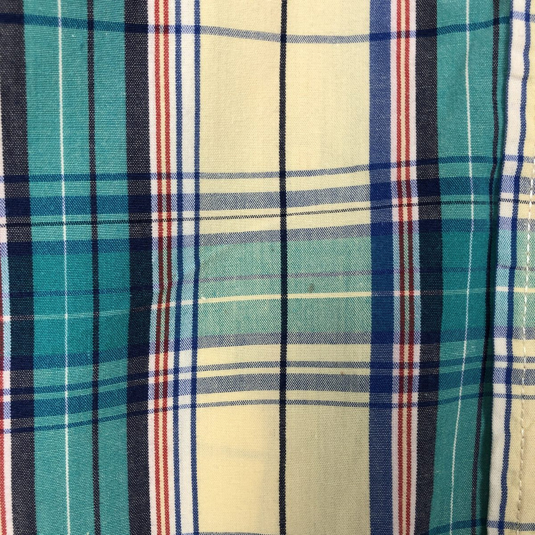 80s-90'S Eddie Bauer Long-Sleeve Button-Down Check Shirt, Men's Size L (Equivalent), Vintage cotton Emerald green Vintage Second Hand