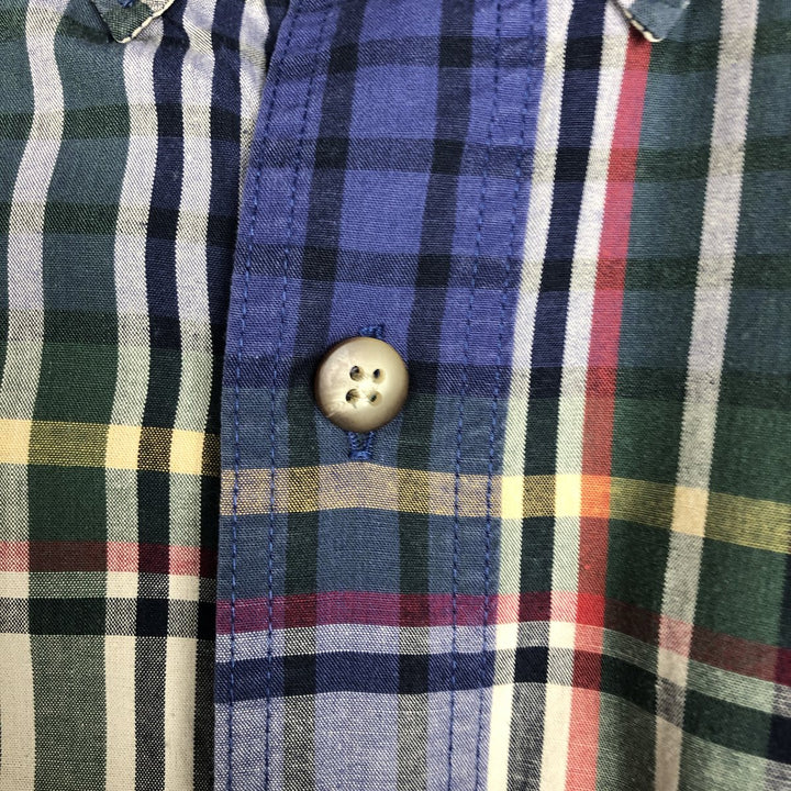 Eddie Bauer Long-Sleeve Button-Down Check Shirt, Men's Size L (approx.) cotton blue type Vintage Second Hand