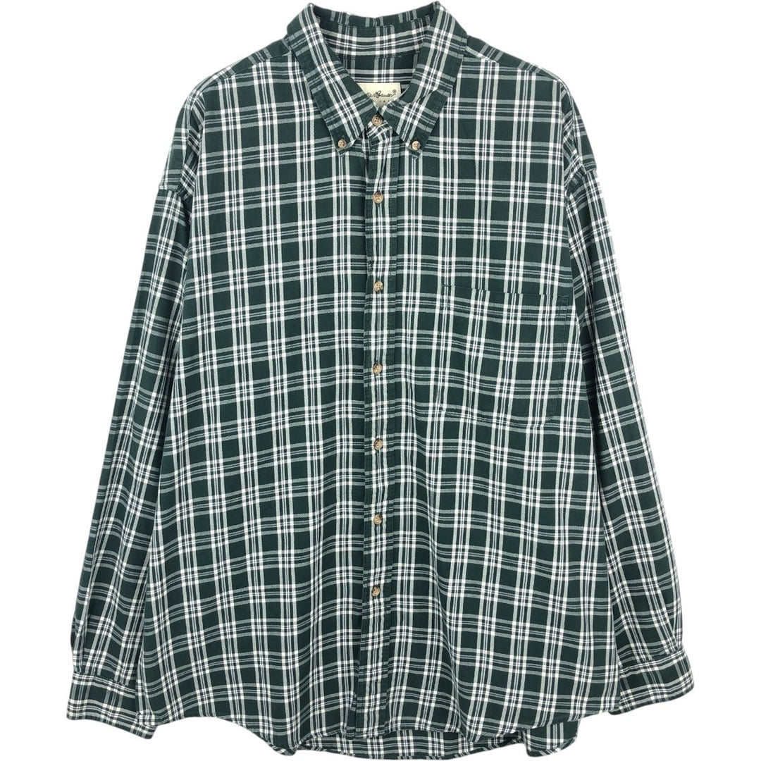 Eddie Bauer Long Sleeve Button-Down Check Shirt, Men's XL cotton Green type dark green Vintage Second Hand