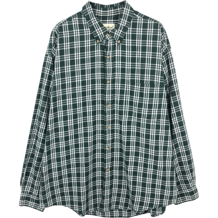 Eddie Bauer Long Sleeve Button-Down Check Shirt, Men's XL cotton Green type dark green Vintage Second Hand