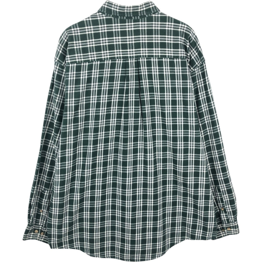 Eddie Bauer Long Sleeve Button-Down Check Shirt, Men's XL cotton Green type dark green Vintage Second Hand