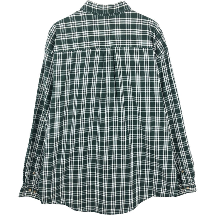 Eddie Bauer Long Sleeve Button-Down Check Shirt, Men's XL cotton Green type dark green Vintage Second Hand