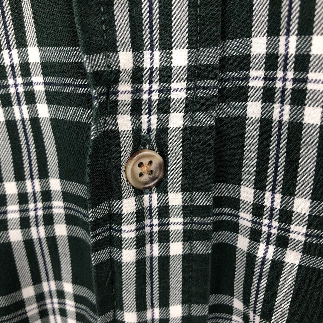 Eddie Bauer Long Sleeve Button-Down Check Shirt, Men's XL cotton Green type dark green Vintage Second Hand