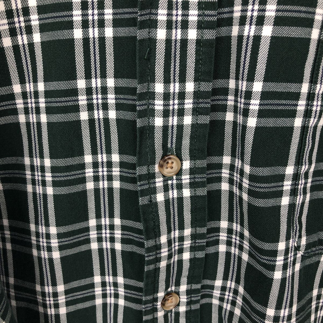 Eddie Bauer Long Sleeve Button-Down Check Shirt, Men's XL cotton Green type dark green Vintage Second Hand