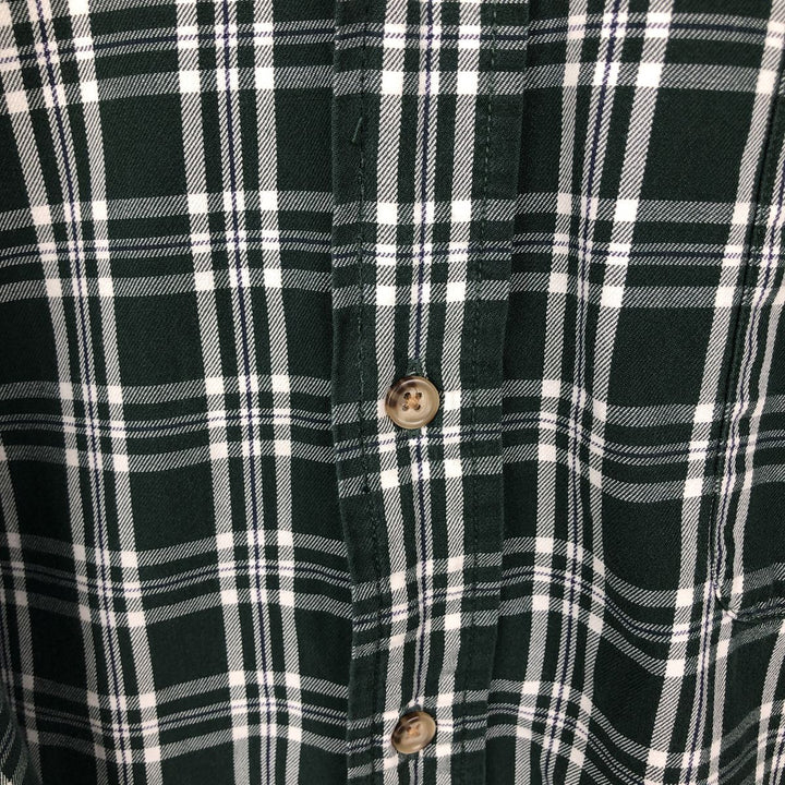 Eddie Bauer Long Sleeve Button-Down Check Shirt, Men's XL cotton Green type dark green Vintage Second Hand