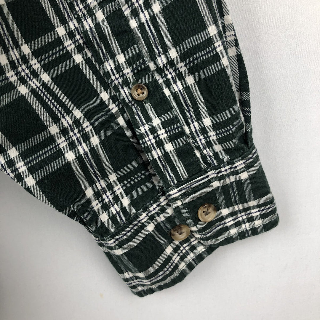 Eddie Bauer Long Sleeve Button-Down Check Shirt, Men's XL cotton Green type dark green Vintage Second Hand