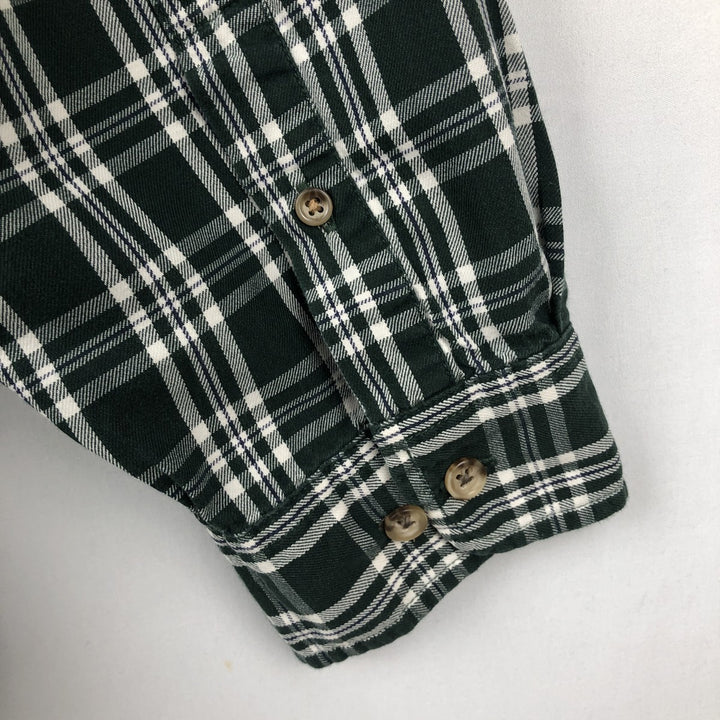 Eddie Bauer Long Sleeve Button-Down Check Shirt, Men's XL cotton Green type dark green Vintage Second Hand