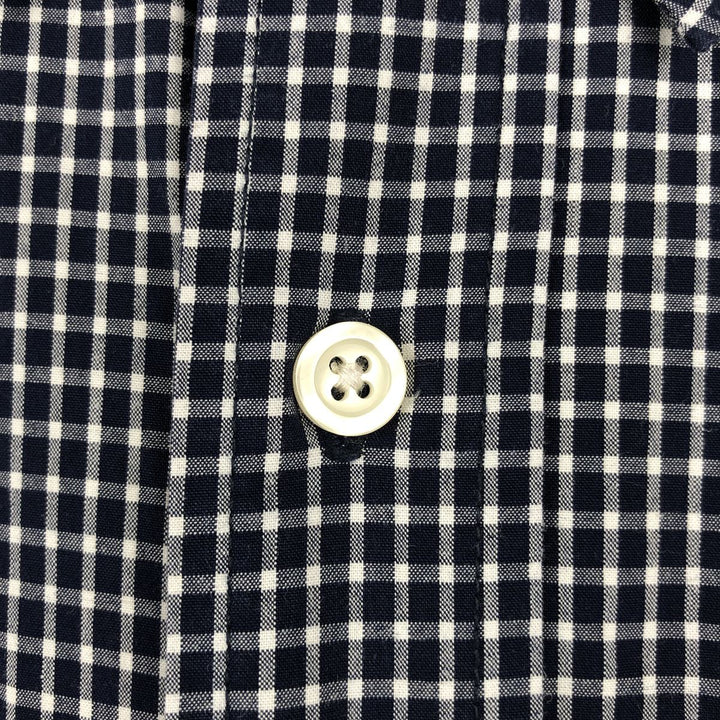 Eddie Bauer Long Sleeve Button-Down Check Shirt, Men's Size L cotton navy blue type Vintage Second Hand
