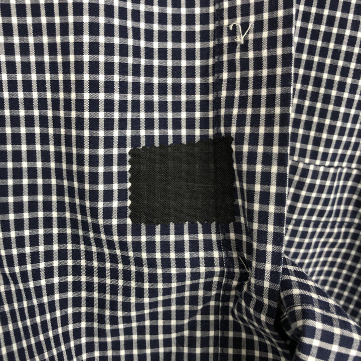 Eddie Bauer Long Sleeve Button-Down Check Shirt, Men's Size L cotton navy blue type Vintage Second Hand