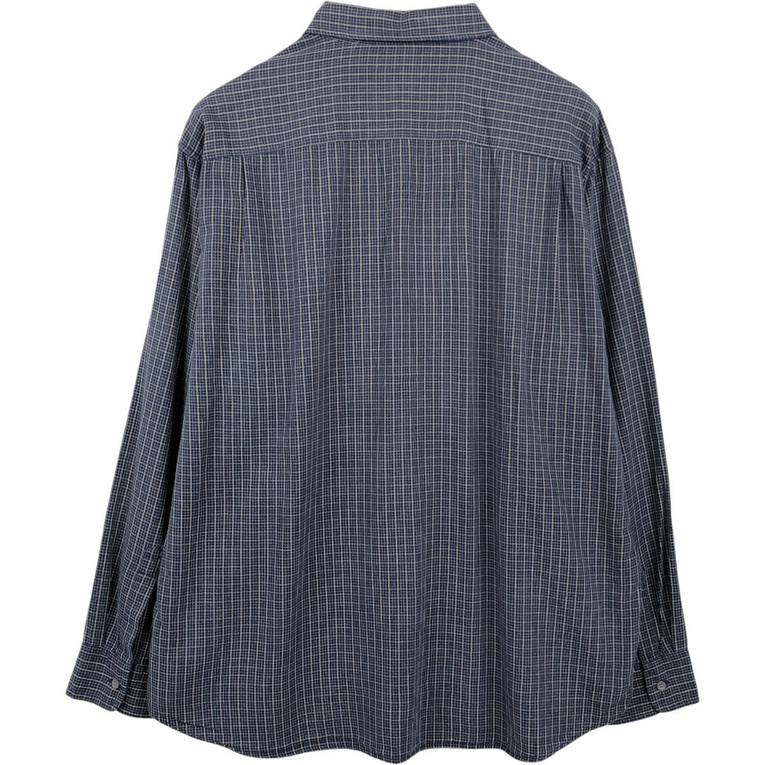 J.Crew Long-Sleeve Button-Down Check Shirt, Men's Size XL (approx.) cotton navy blue type Vintage Second Hand