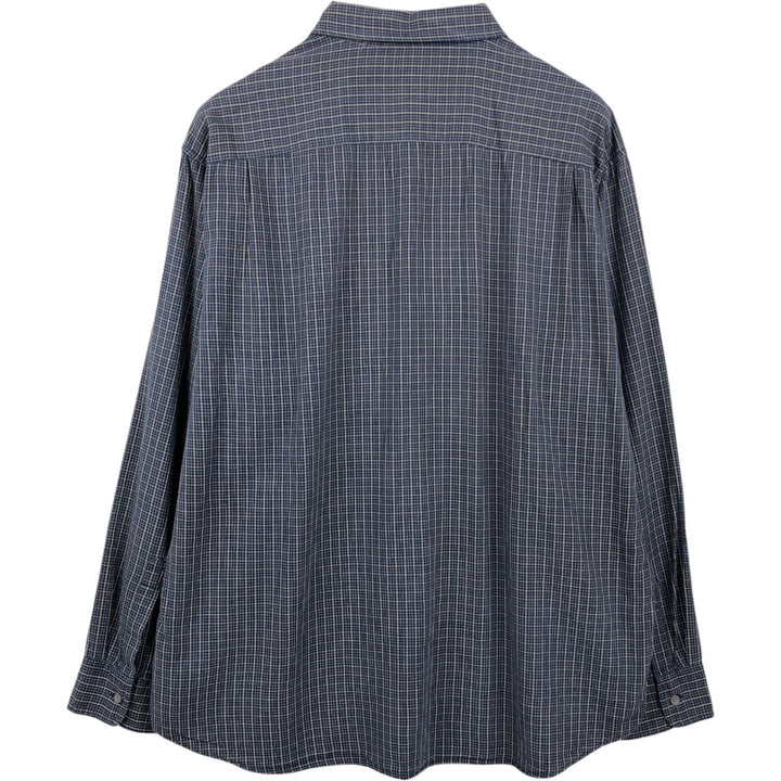J.Crew Long-Sleeve Button-Down Check Shirt, Men's Size XL (approx.) cotton navy blue type Vintage Second Hand