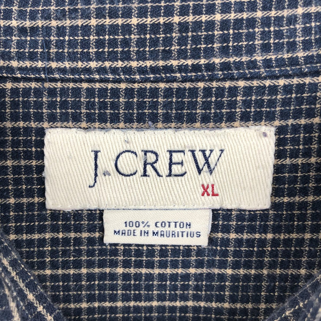 J.Crew Long-Sleeve Button-Down Check Shirt, Men's Size XL (approx.) cotton navy blue type Vintage Second Hand