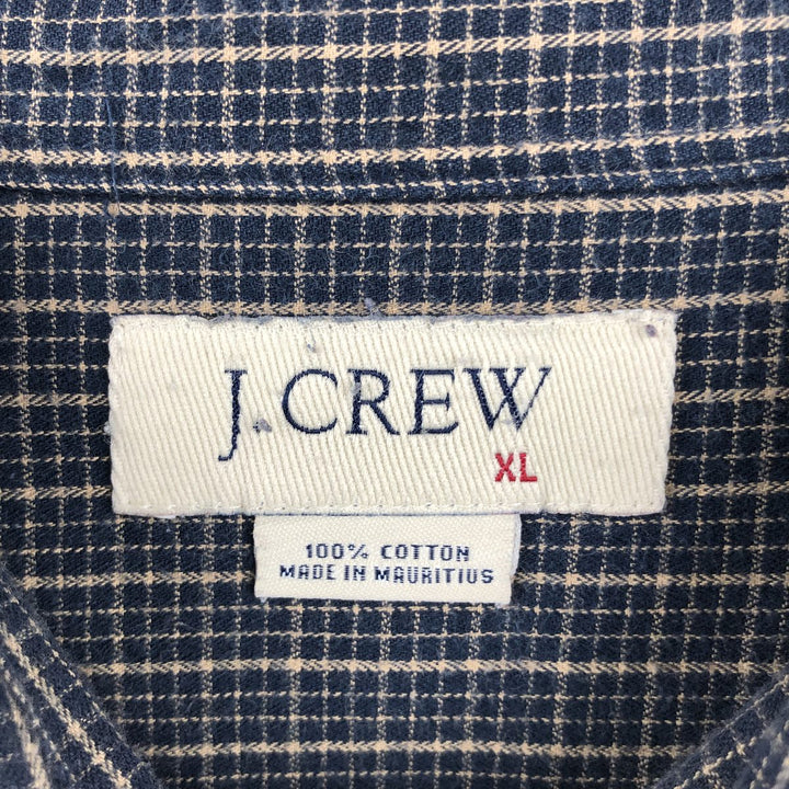 J.Crew Long-Sleeve Button-Down Check Shirt, Men's Size XL (approx.) cotton navy blue type Vintage Second Hand