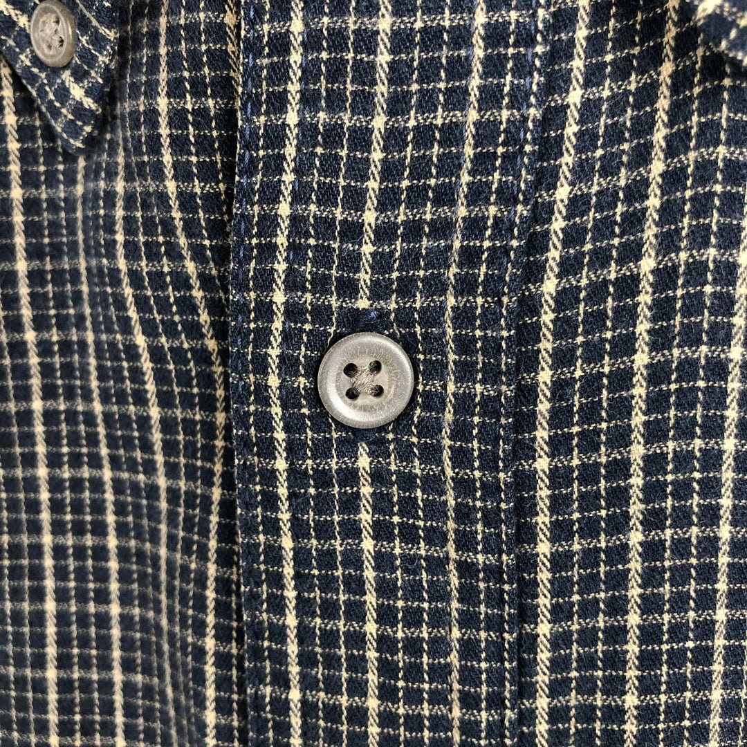 J.Crew Long-Sleeve Button-Down Check Shirt, Men's Size XL (approx.) cotton navy blue type Vintage Second Hand