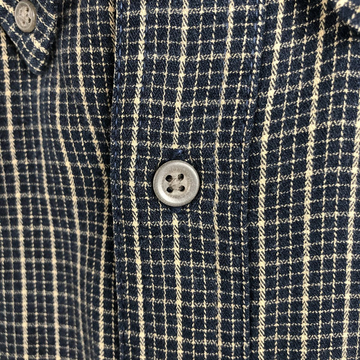 J.Crew Long-Sleeve Button-Down Check Shirt, Men's Size XL (approx.) cotton navy blue type Vintage Second Hand