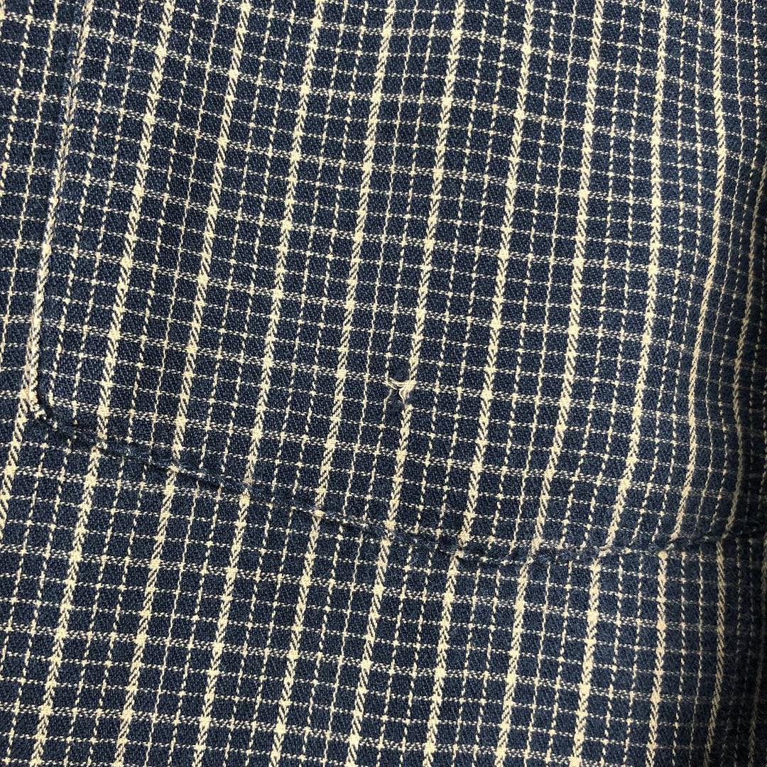 J.Crew Long-Sleeve Button-Down Check Shirt, Men's Size XL (approx.) cotton navy blue type Vintage Second Hand